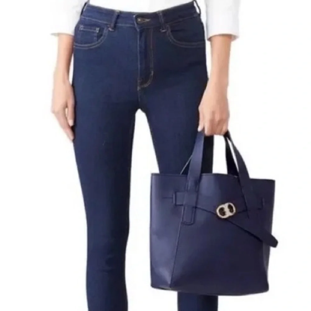 Tory Burch Navy leather tote bag